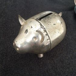 1960's Vintage Piggy Coin Bank From Napier Pat.pend. - Silver plated.