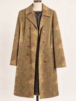 Express Paisley Print Double-Breasted Long Coat
