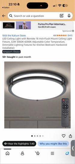 Kalium LED Flush Mount Ceiling Light with Remote