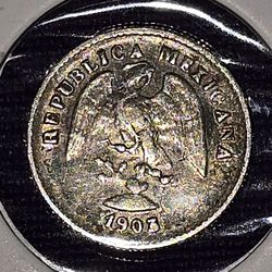 1903 Mexico Second Republic 5 Centavo Silver .9027 Coin