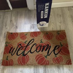 Kankun Fall Pumpkin Welcome Doormat Coir Entry Rug Indoor Outdoor Autumn Porch Mat NEW 