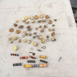 Navy Dress Buttons And A Couple Of Ribbons