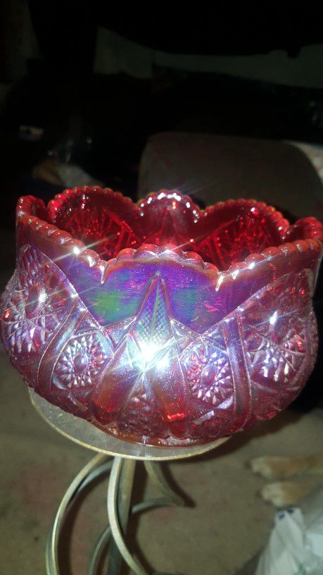 Red Carnival Glass Bowl