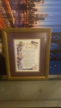 Old Rugged Cross Framed Hymn Print