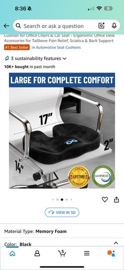 Everlasting Comfort Doctor Recommended Memory Foam Seat Cushion
