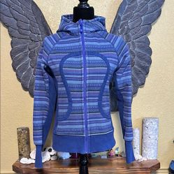 Lululemon Striped Blue Women's Scuba Hoodie 