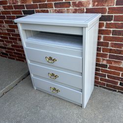 3 Drawer Gray Dresser/Chest With Shelf