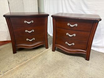 Solid Wood Three Drawer Nightstand with Scroll Hardware (Set of 2)