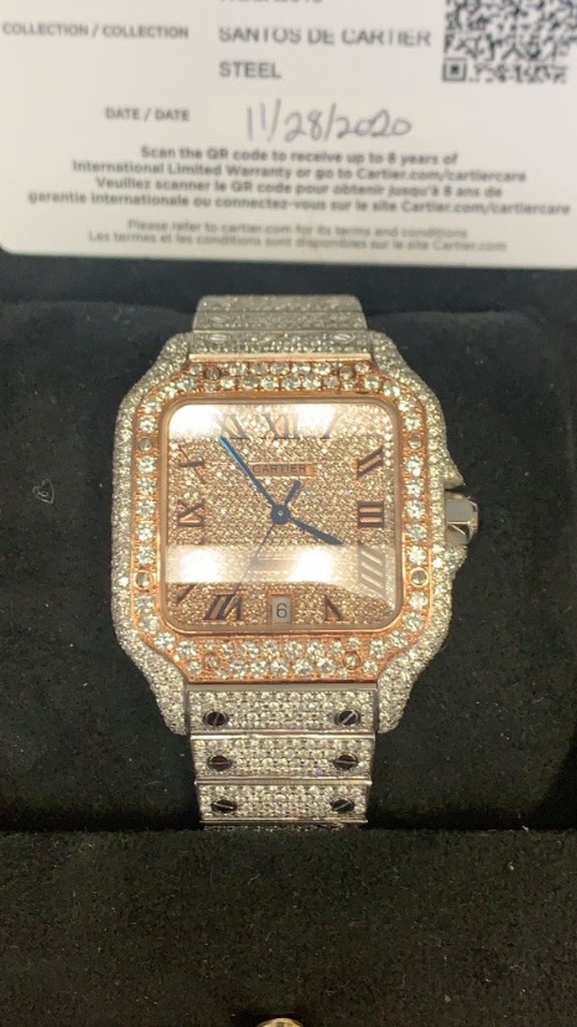 Cartier Santos XL Bustdown ❄️all Over 17.35CT Diamonds 2020