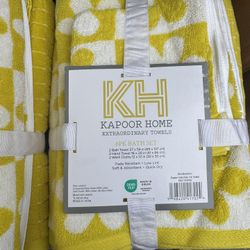 6pc Bath Towel Set Yellow Checkered Daisy - Kapoor Home
