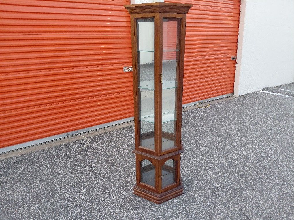 Vintage Wood Glass Curio Cabinet