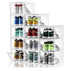 12 Pack Large Shoe Storage Box, Clear