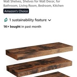Brown Wood Floating Shelves