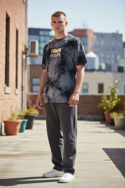 Jujutsu Kaisen Anime Graphic Tie Dye T-Shirt Black Gray Men’s M