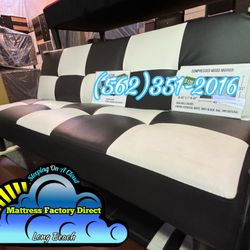 Black And White Checkered Futon Couch Nuevo Faux Leather 