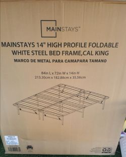 Cal king foldable steel platform bed frame