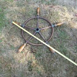 Antique Bronze Ships Wheel With Gears. Was Chain Drive