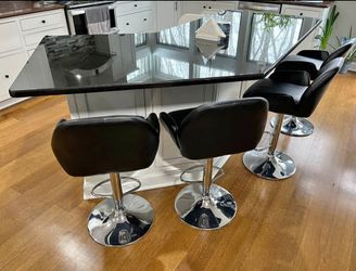 Black Adjustable Swivel Barstools with Arms – Set of 4