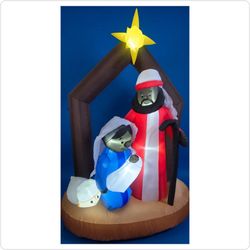 Inflatable 7'x5' African American Nativity Scene Christmas Decoration 7 Ft x 5 Ft Outdoor