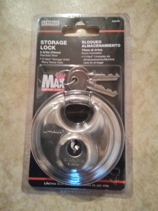 Brand New Sealed U-haul Maximum Security 2-3/4” Stainless Steel Storage Lock