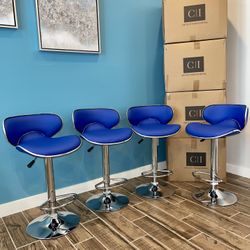 New 4 Blue Bar Stools 