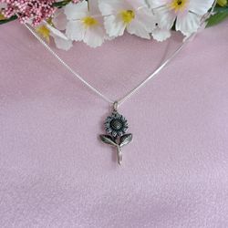 Sunflower Silver Necklace