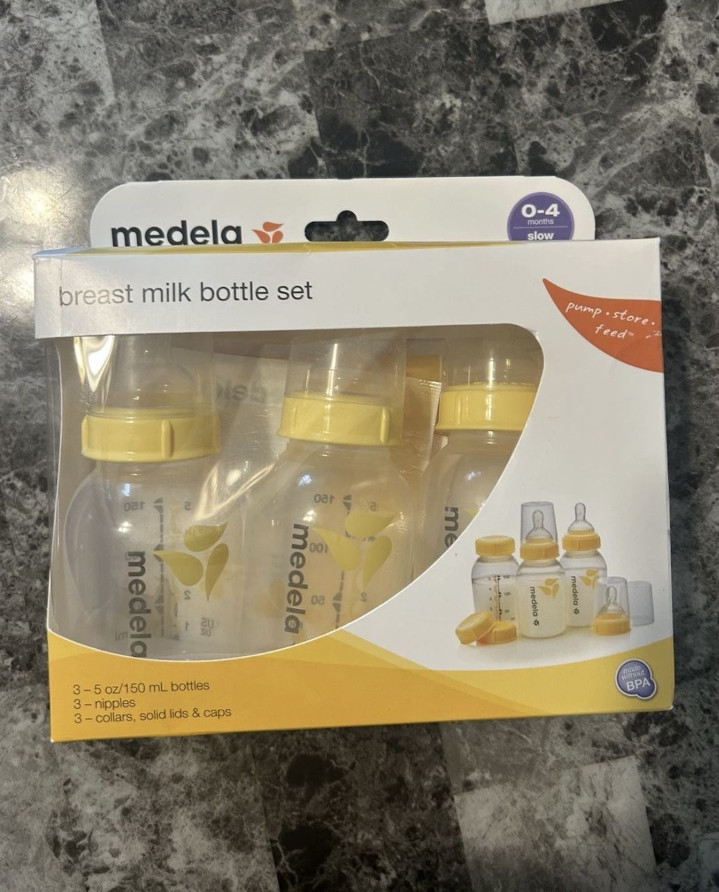 Medela Breast Milk Bottle Set with Slow Flow Nipples (0–4 months) – New in Box
