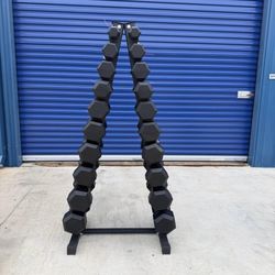 New pair of 5,10,15,20,25,30,35,40,45,50lb rubber dumbbells with A rack. New in box 📦  $705