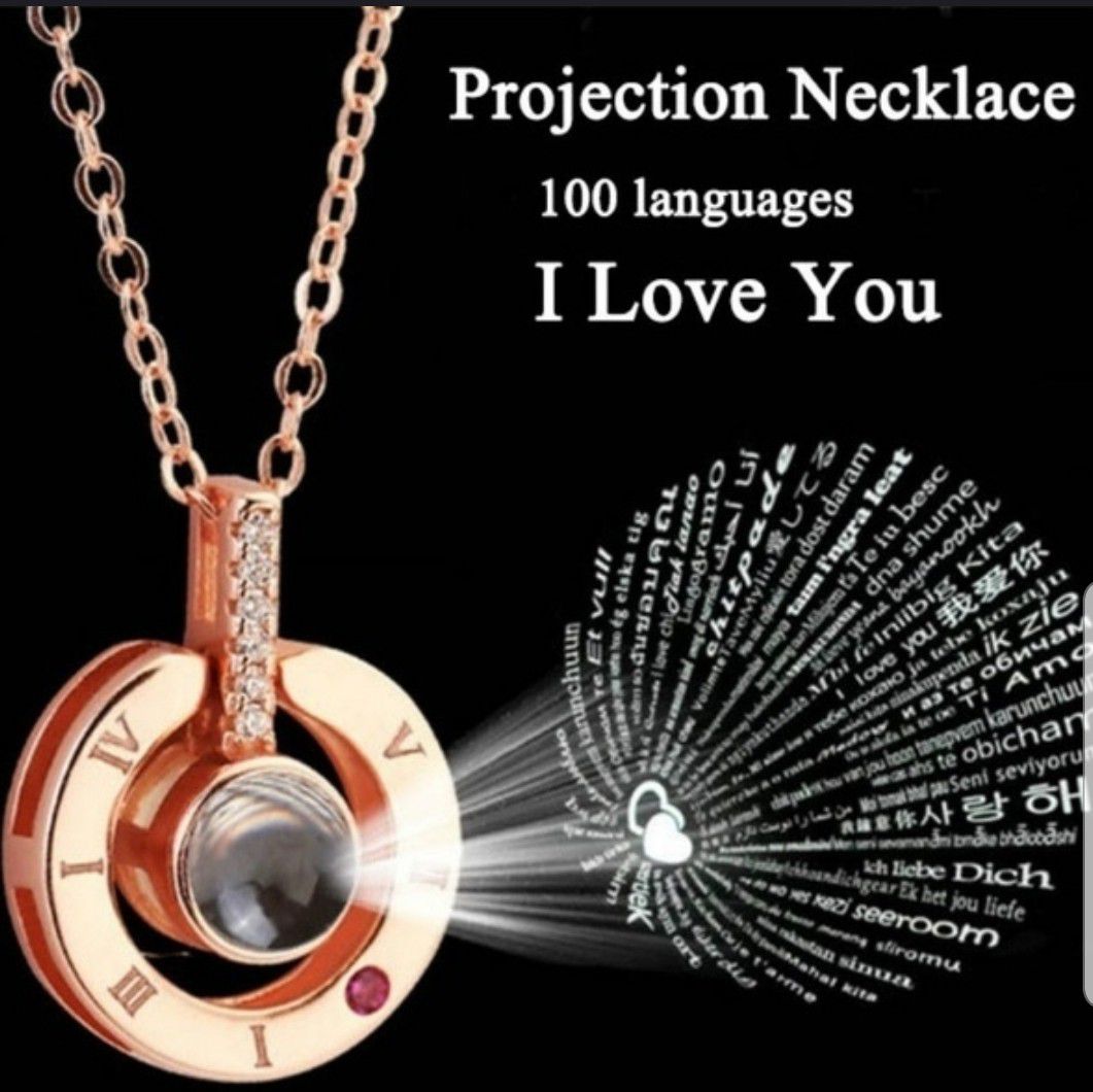 Projection 100 Languages I Love You Charm Pendant Necklace