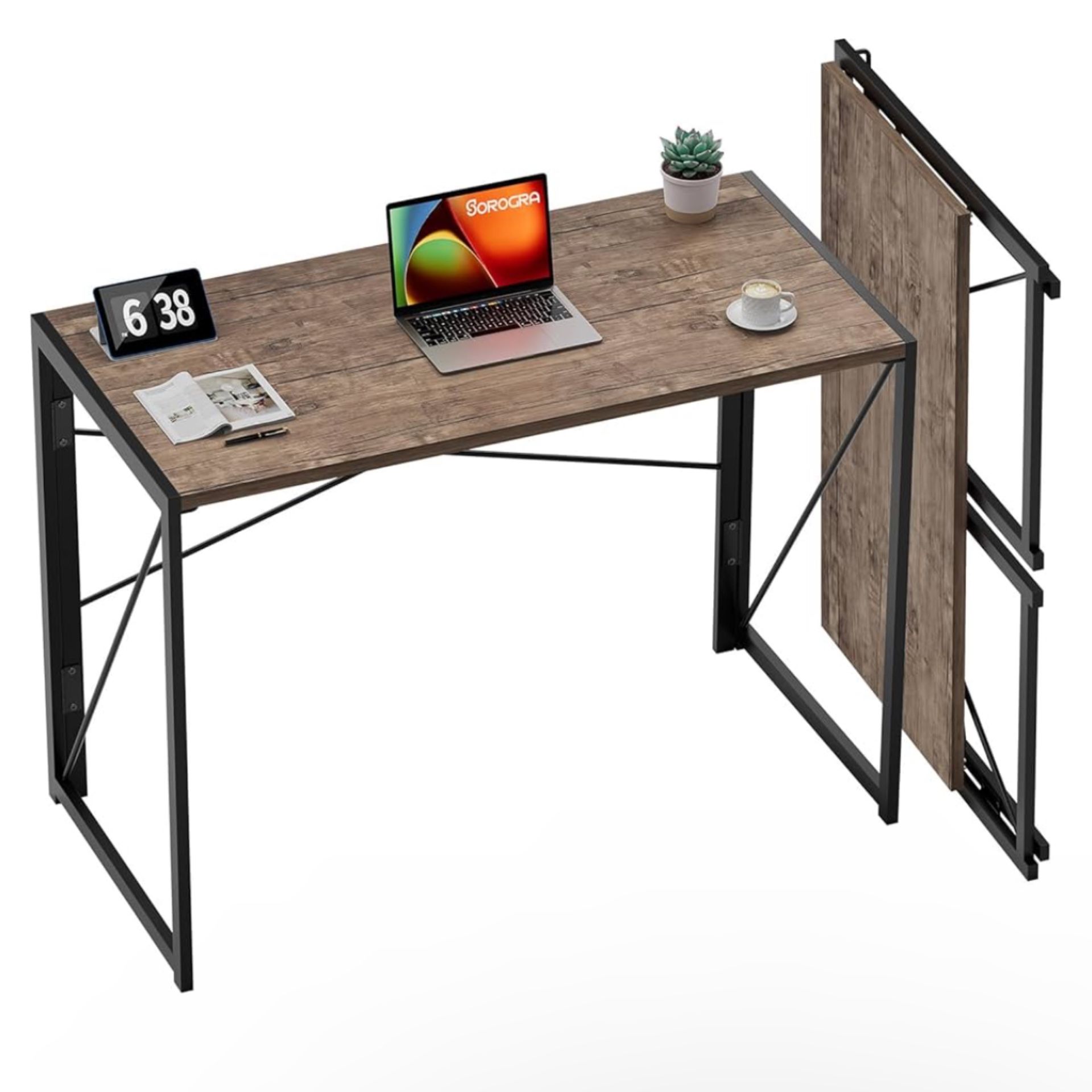 Folding Desk No Assembly Required, 39.4 inch Writing Computer Desk
