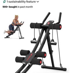 MERACH Dual Track Ab Machine, Adjustable Ab Trainer Machine, Ab Workout Equipment for Home Gym, Ergonomic Arc Track for Better Abs, Foldable Workout M