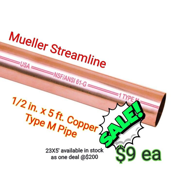 1/2 in. x 5 ft. Copper Type M Pipe
by
Mueller Streamline