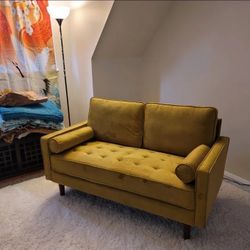 Unused 58in Yellow Velvet Loveseat