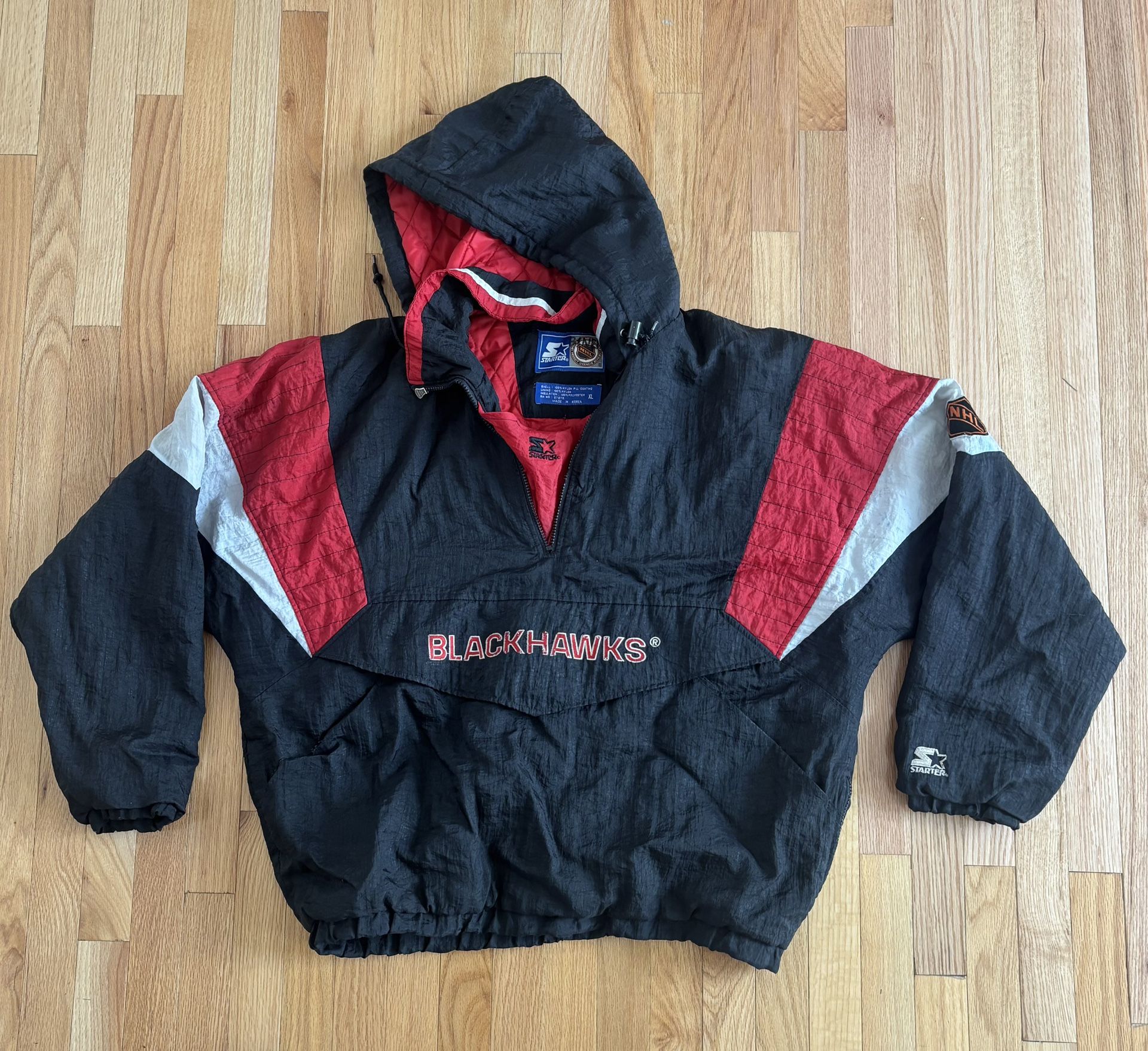 Vintage Starter Chicago Blackhawks Pullover Jacket Hockey Coat Men’s Size XL