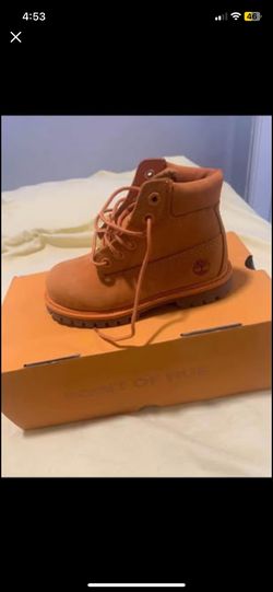 [Toddler -Size 10]Timberlands Premium 6 In Waterproof Boots Medium Orange Nubuck 