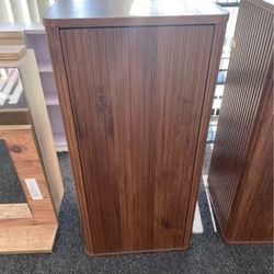 New Assembled Wood 14'' Bathroom Floating Side Cabinet Striped Textures Walnut Wooden Wall Mounted
