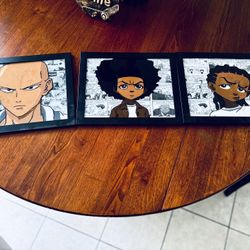 3 ANIME REVERSE GLASS ART FRAMES (8x10)