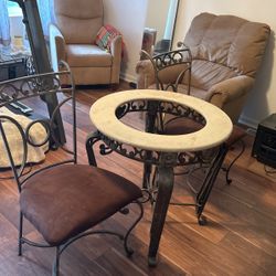 Glass Top Kitchen Table  with 4 Chairs and Buffet 