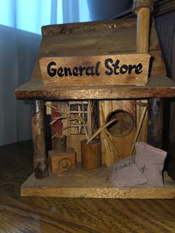 Woodland Decorative Log Cabin /Cottage General Store Hand Made Folk Art