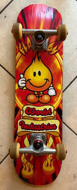 Vintage 1996 World Industries “Flameboy” Debut Skateboard Complete Trucks Wheels