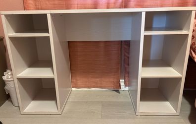 White Desk with Storage Shelves