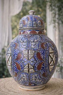 Hand-Painted Moroccan Ceramic Ginger Jar