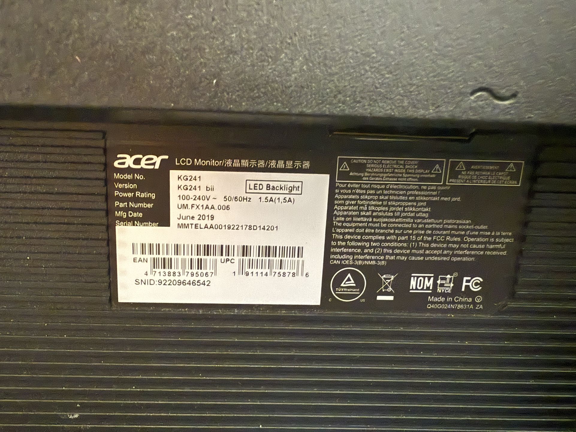 Acer Led Monitor 24 Inches