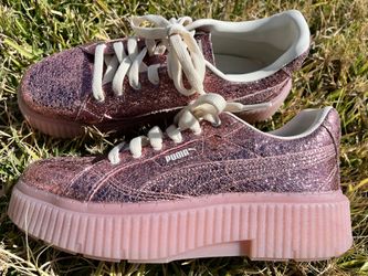 Puma Women’s Dinara Platform Pink Glitter Fashion Sneaker Shoes Bling, Size 9