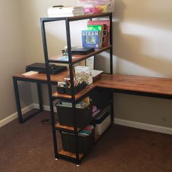 Tribesigns Two Person Computer Desk With Bookshelf