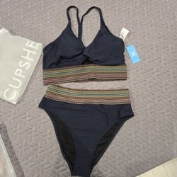 Two-piece Rib High Waisted Swimsuit 