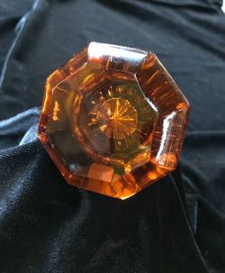 1900's Octagon Amber Crystal Doorknob