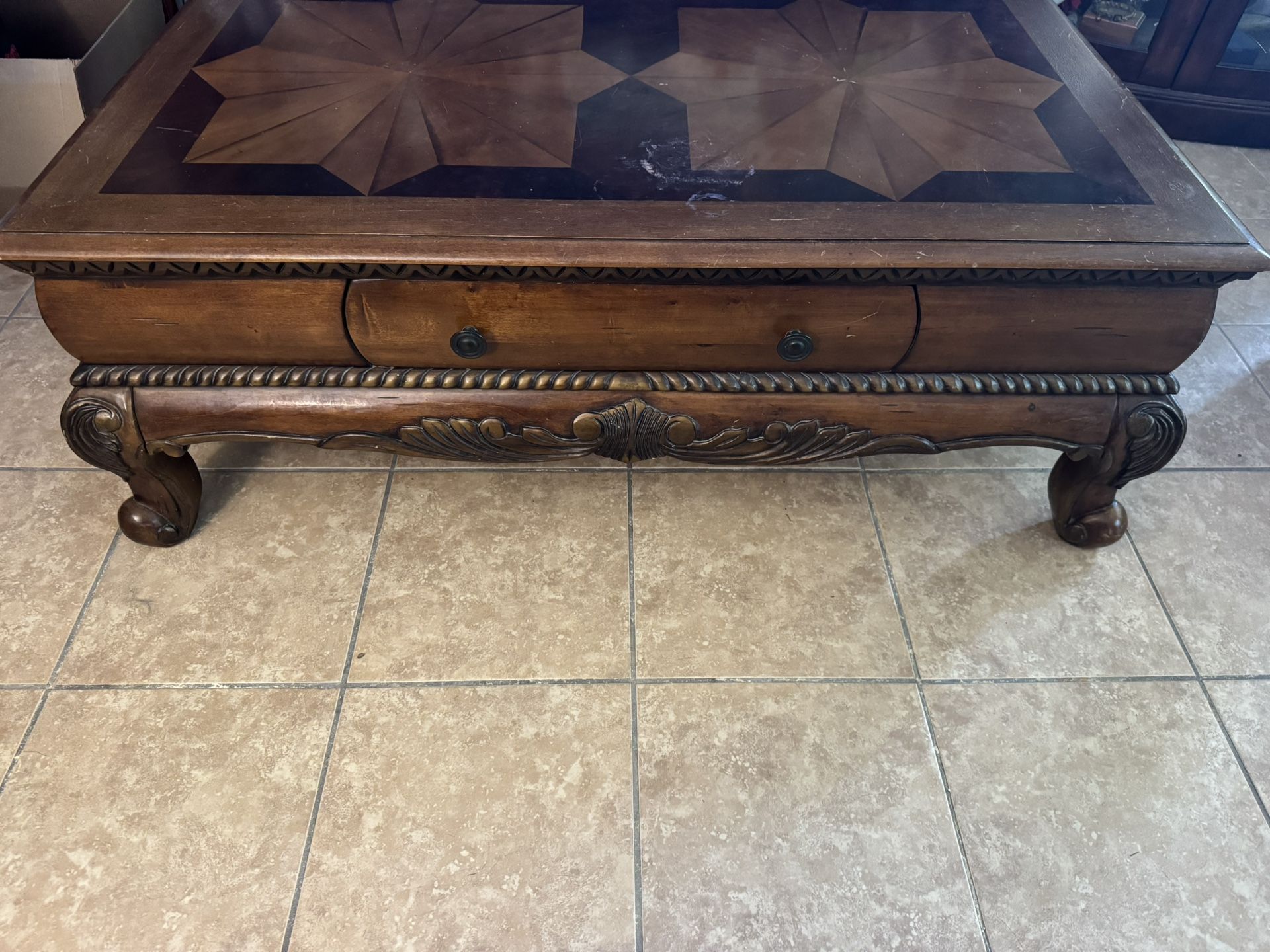 Solid Wood Coffee Table With Storage Drawer