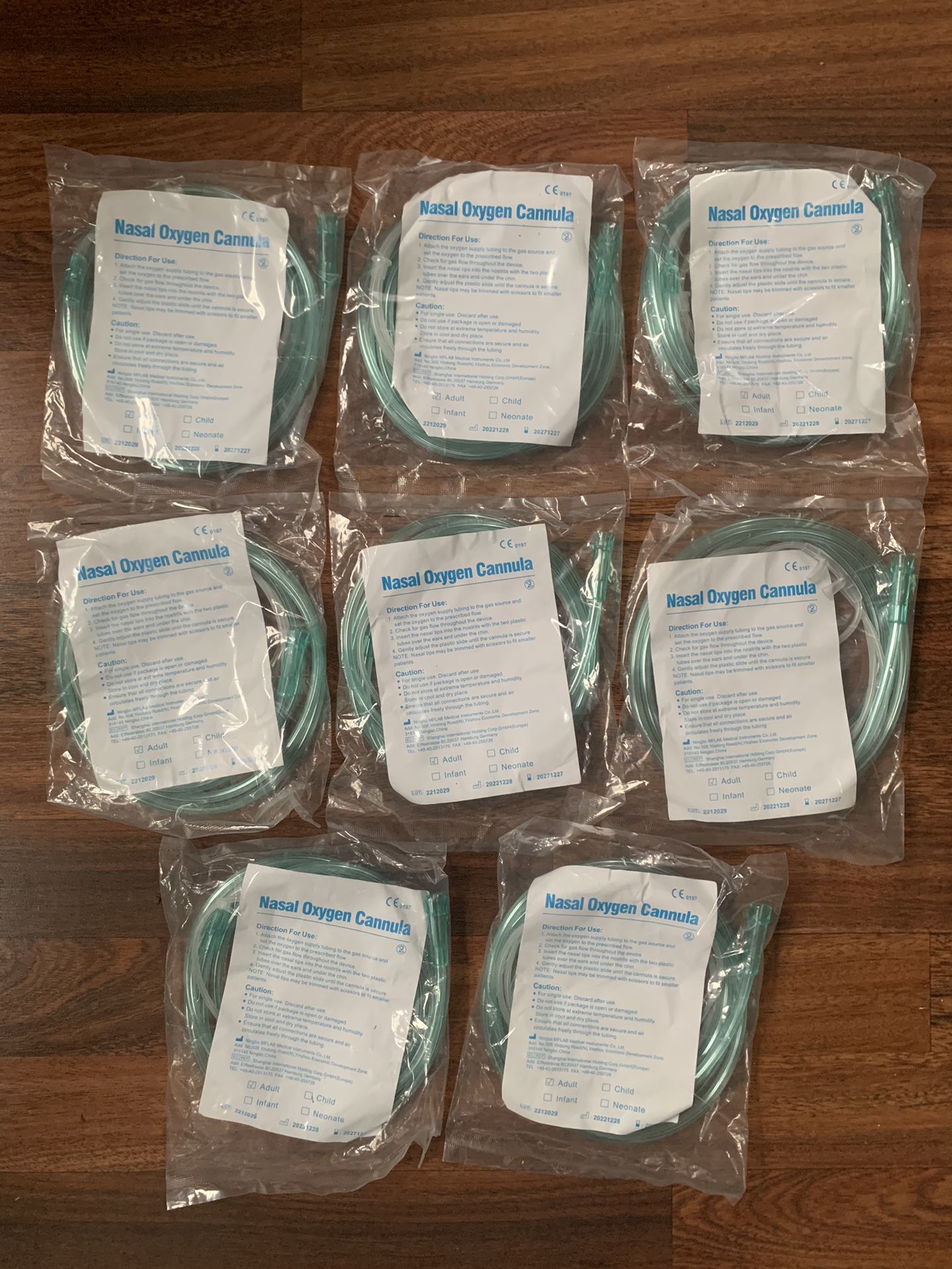 Adult Nasal Oxygen Cannula CE 0197-      8 Individual Use Packs