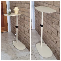 Cream Steel Height Adjustable C-Table / Laptop Desk table